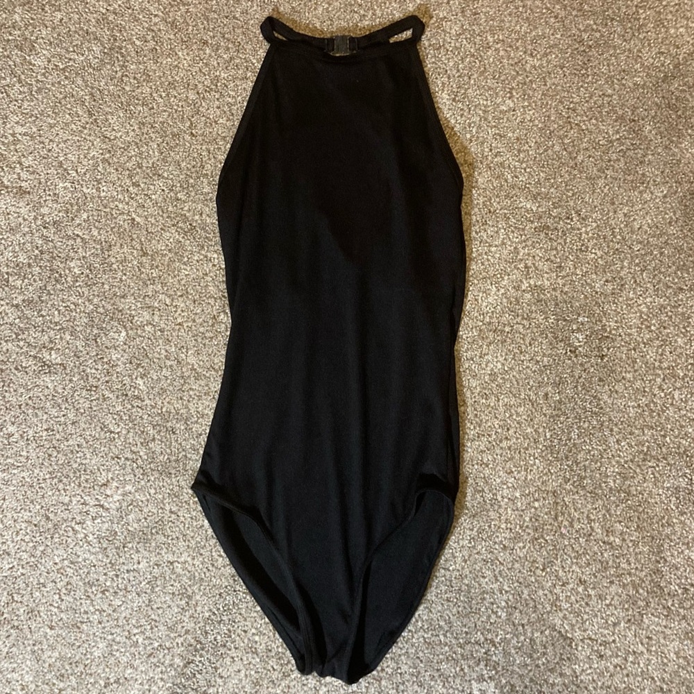 DanzNMotion Black Ribbed Leotard